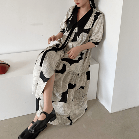 abstract pattern flowy onepiece　MA1456