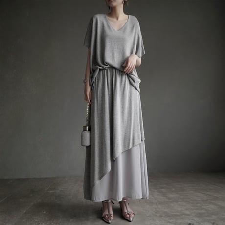asymmetry layered knit setup　MA1944