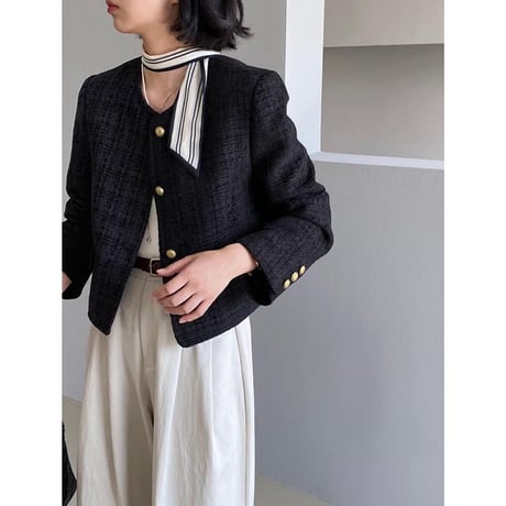 collarless tweed jacket　MA1148