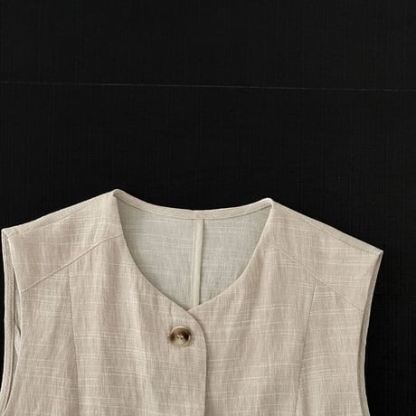 belted sleeveless vest tulle skirt setup　MA1980