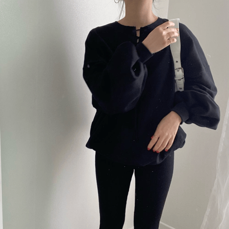 lace-up loose pullover　MA1697