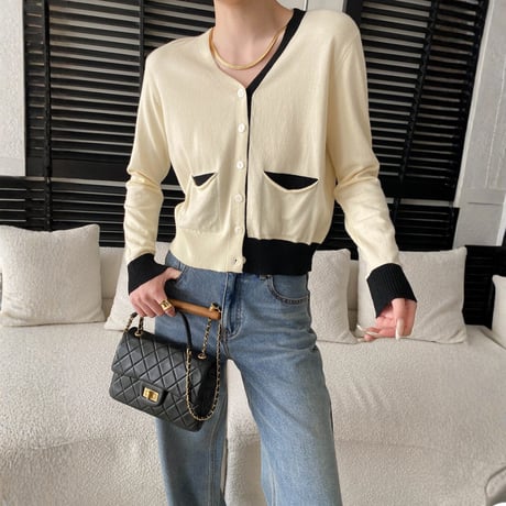 asymmetry colorline knit cardigan　MA1799