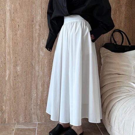 smooth texture flare midi skirt　MA1864