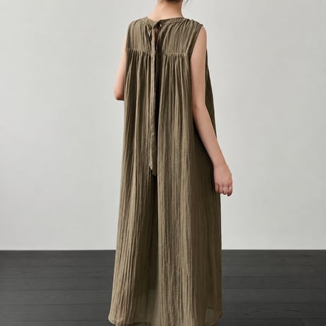 back ribbon sleeveless long one piece/2color　MA1985