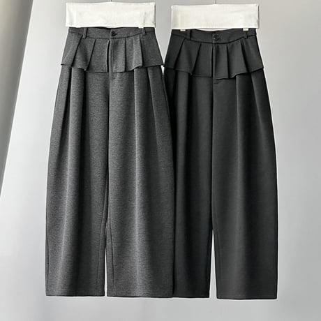 layered waist wide tuck pants　MA1778