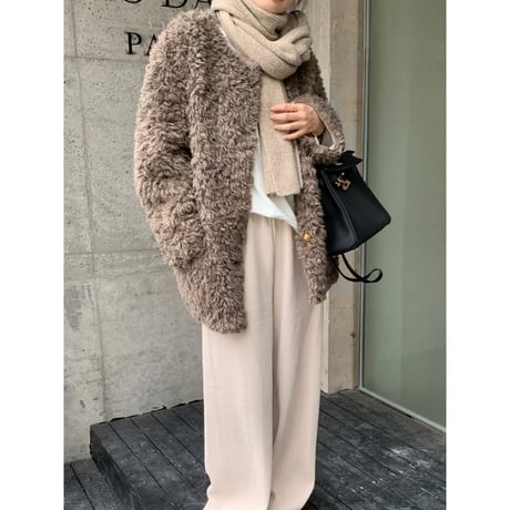 no collar faux fur coat　MA1360