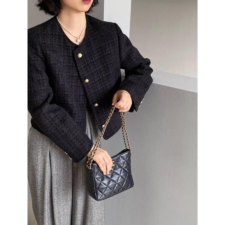 collarless tweed jacket　MA1148