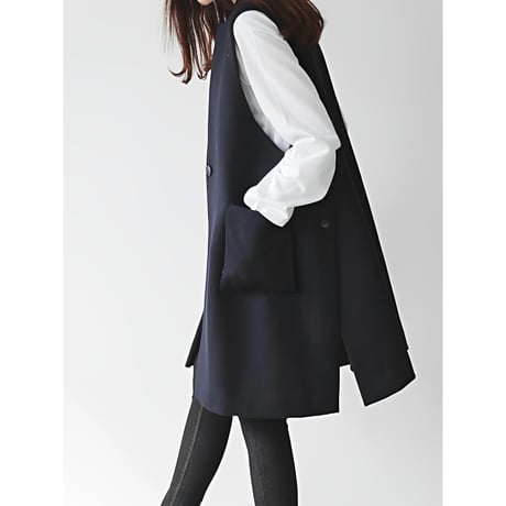 side button long gilet　MA1353