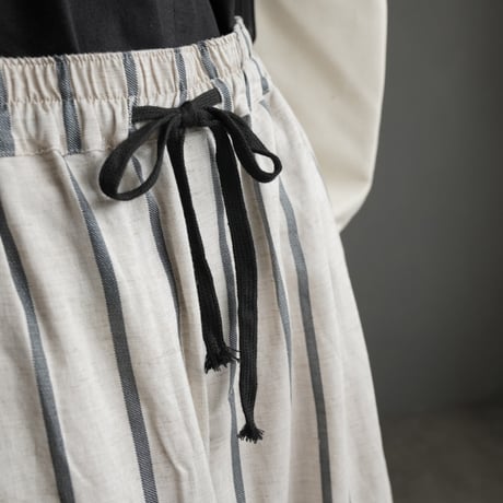 relaxed stripe linen cropped wide leg pants　MA1953
