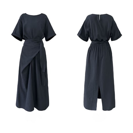 waist belt wrap design long onepiece　MA1982