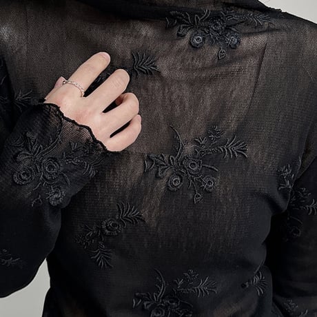 lace floral mesh base layer blouse　MA1868