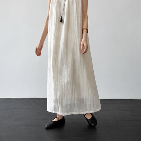 back ribbon sleeveless long one piece/2color　MA1985