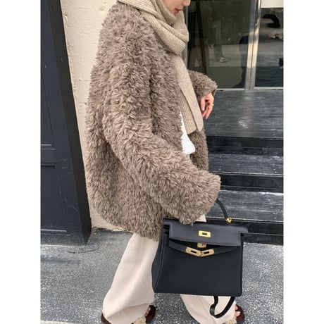 no collar faux fur coat　MA1360