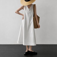 white lace v neck sleeveless onepiece　MA1988