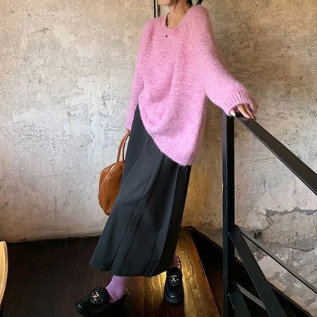 label brushed knit pullover　MA1316