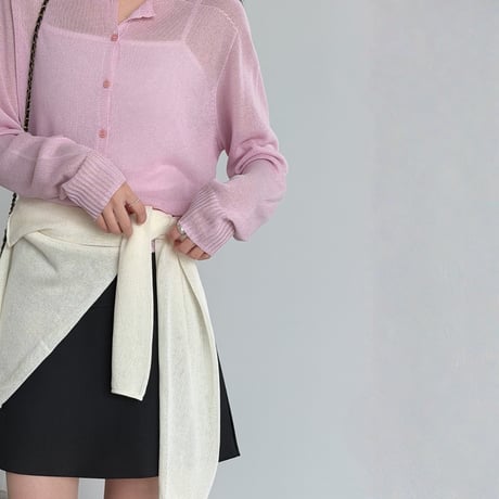 sheer round neck knit cardigan　MA1872