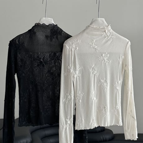 lace floral mesh base layer blouse　MA1868