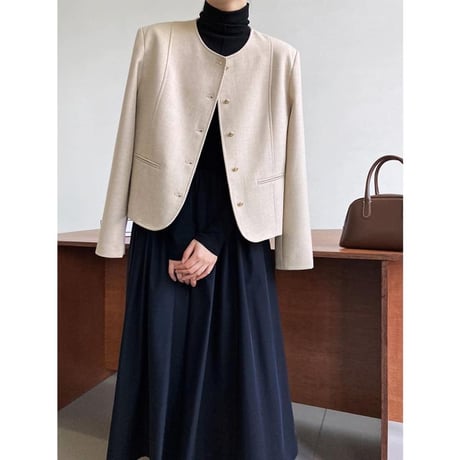 round neck collarless jacket　MA1154