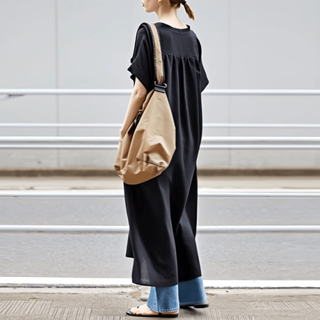 button neck long shirt dress　MA1823