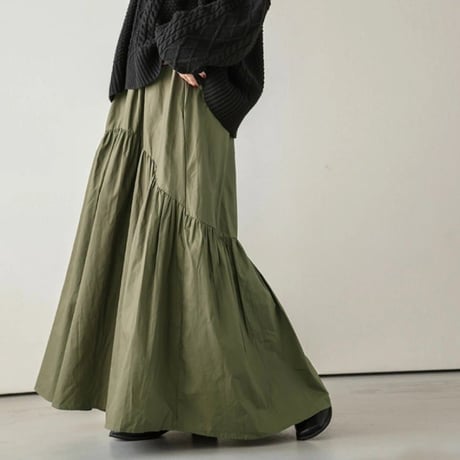 tiered gathered flowy skirt　MA1722