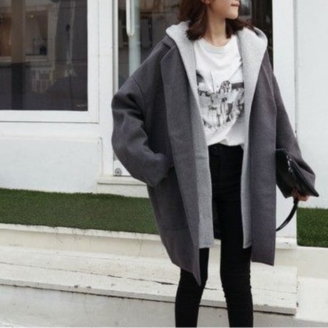 hooded layered loose coat　MA1751