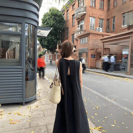 open‑back flare maxi dress　MA1583