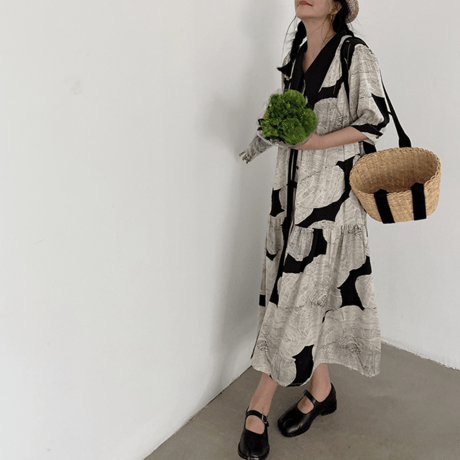 abstract pattern flowy onepiece　MA1456