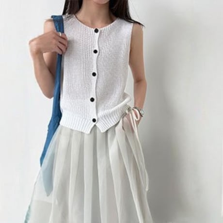 pleated waist tulle half skirt　MA1912