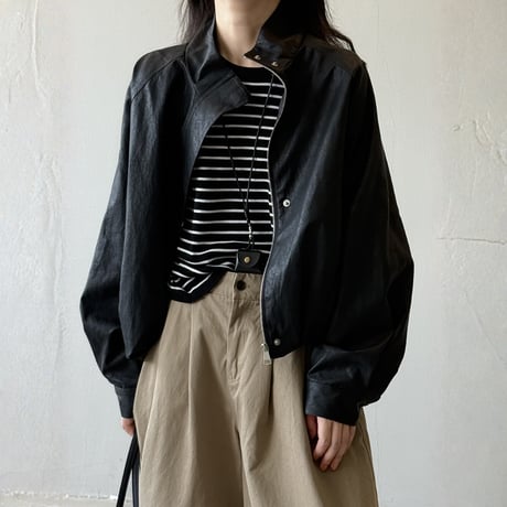 faux leather raglan jacket　MA1692