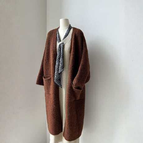 soft boucle long knit cardigan　MA1705