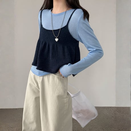 sheer inner knit cami set　MA1910
