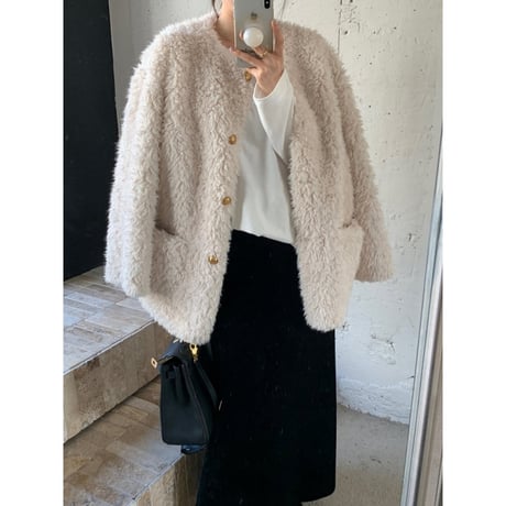 no collar faux fur coat　MA1360