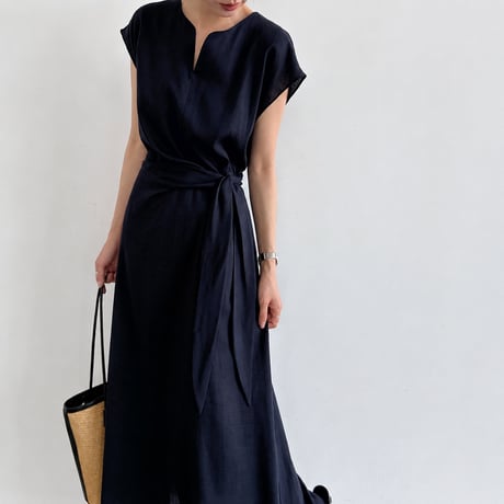 sleeveless waist ribbon maxi dress/3color　MA1989