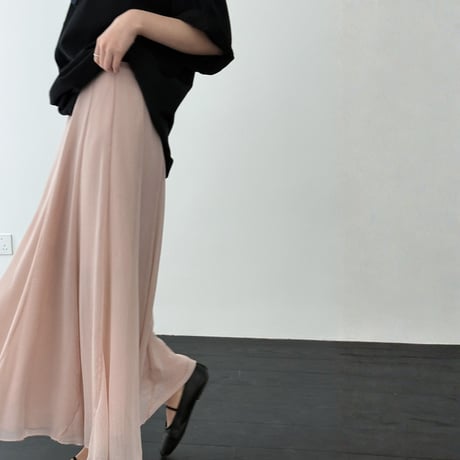 chiffon textured long midi skirt　MA1862