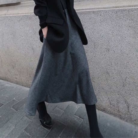 herringbone flare midi skirt　MA1815