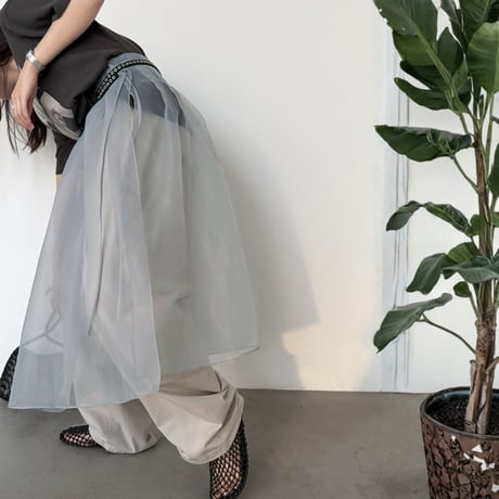 pleated waist tulle half skirt　MA1912