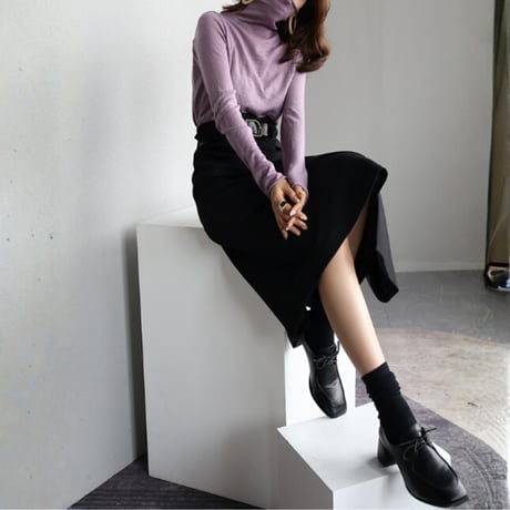 soft fitted turtleneck knit top　MA1717