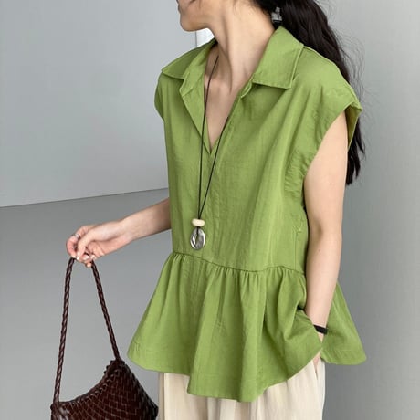 skipper peplum sleeveless blouse　MA1969