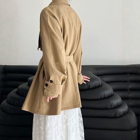 retro drape lapel oversized trench coat　MA1883