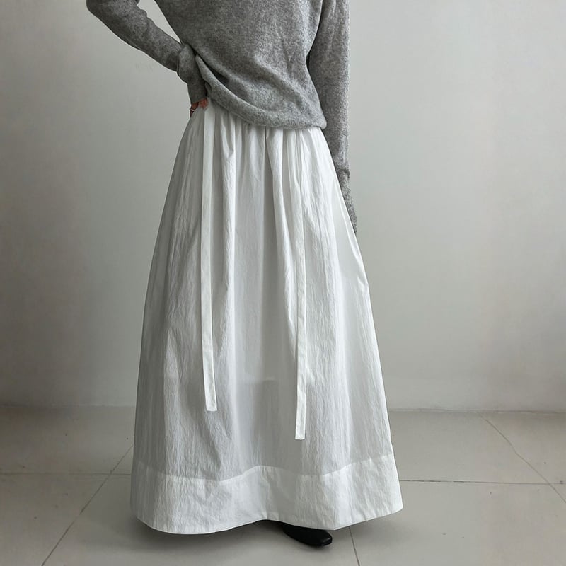 ribbon belt gather flare skirt MA1909 | MaiA