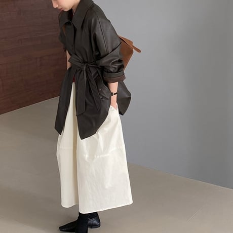 faux leather waste ribbon jacket　MA1155