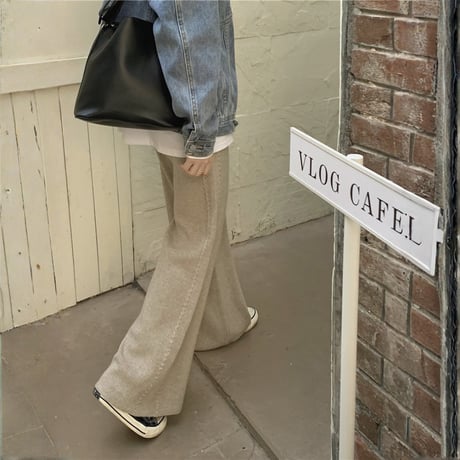 cable line knit straight pants　MA1762