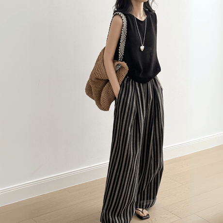stripe relax wide pants　MA1560