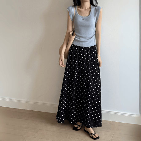 polka dot flare skirt　MA1545