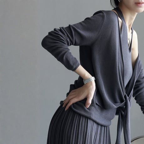 elegant layered knit tops / pleated skirt　MA1825