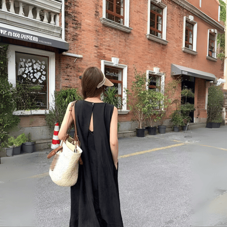 open‑back flare maxi dress　MA1583