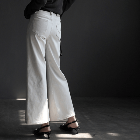 stretch white high waist denim pants　MA1933