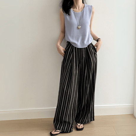 stripe relax wide pants　MA1560