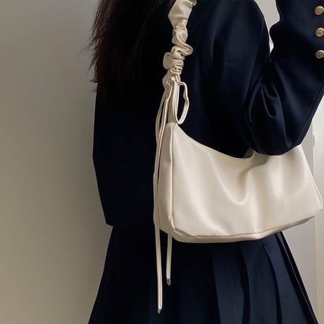 shirring handle leather touch hobo bag　MA1888