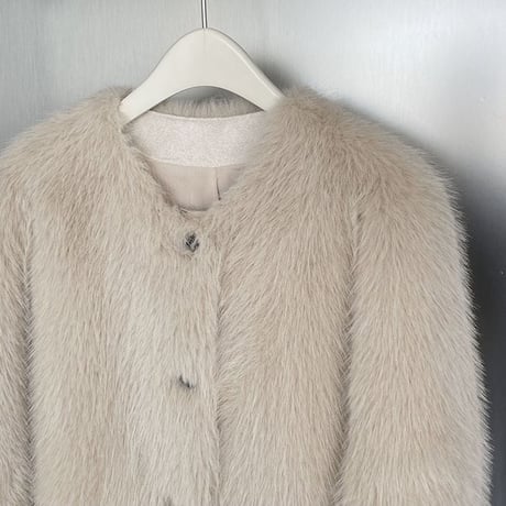 fluffy collarless jacket　MA1292